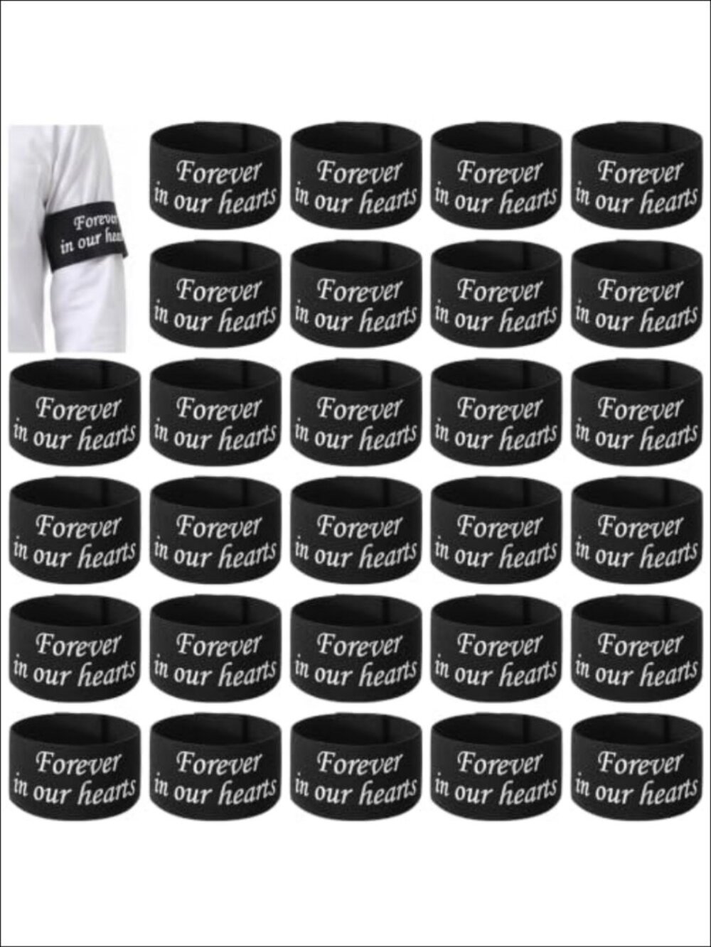 50 Pcs Mourning Arm Bands Adjustable Funeral Memorial Armbands Polyester